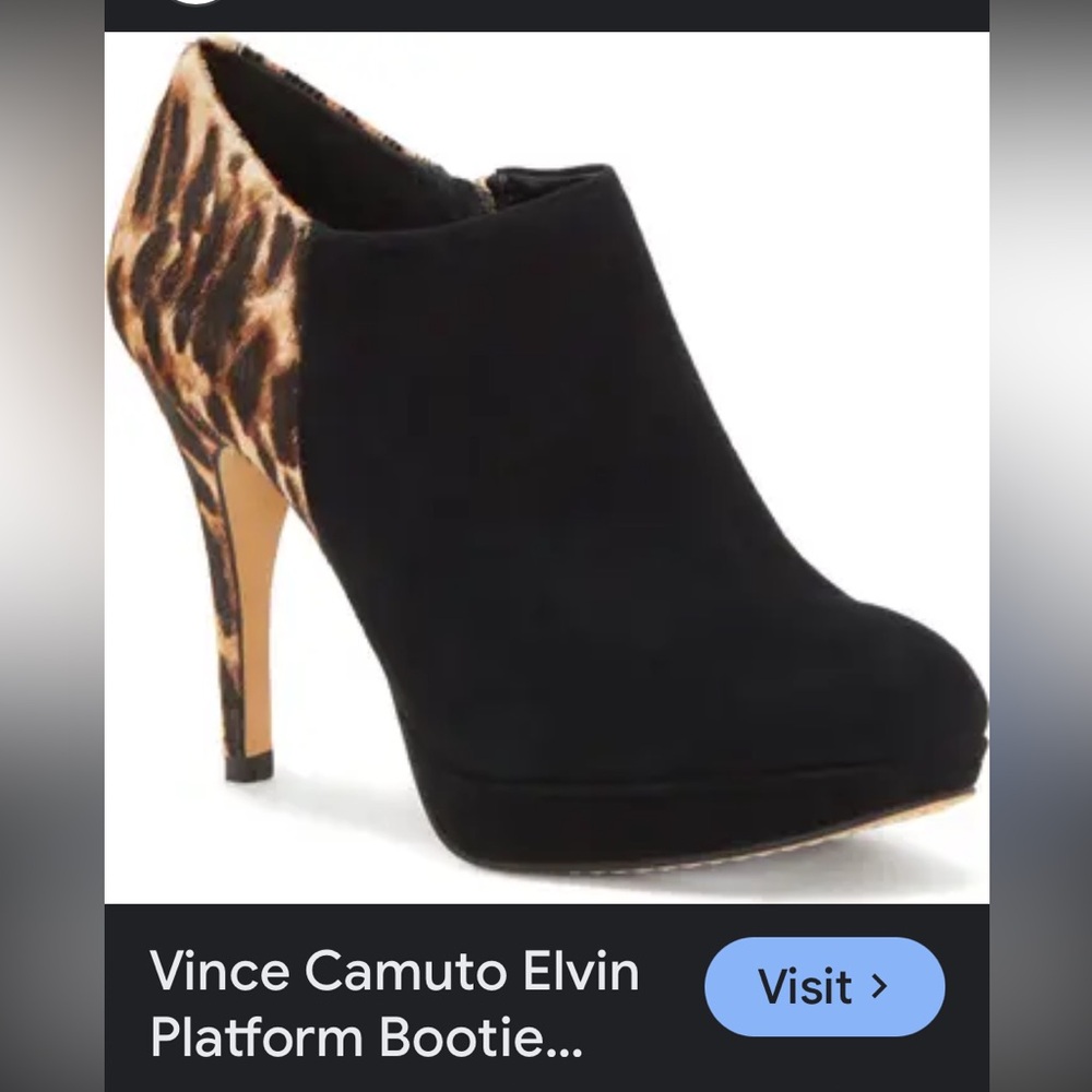 50%offw❤️ VINCE CAMUTO Elvin Stiletto Booties Suede Size 8.5 real calf hair NWOT